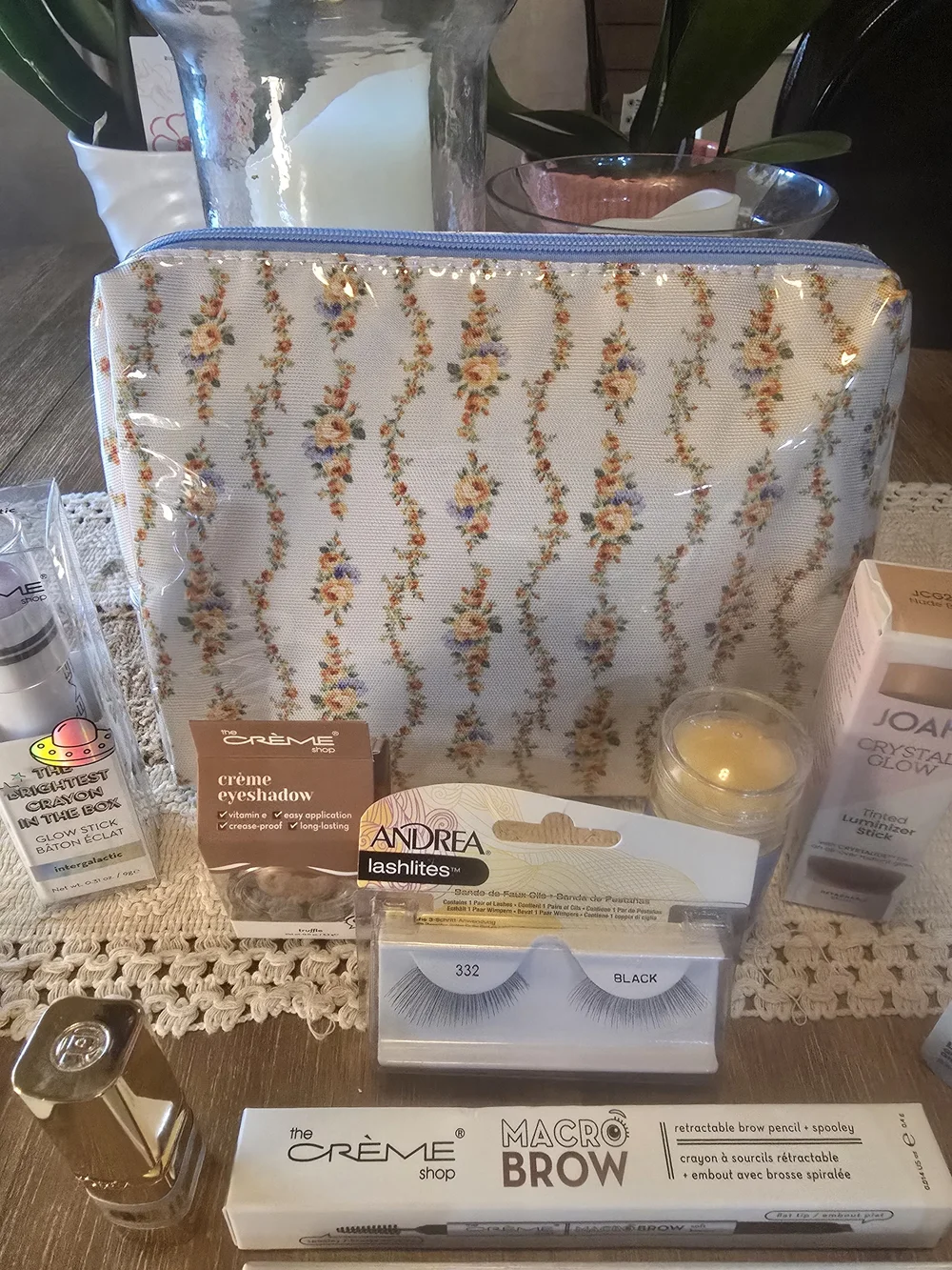 Martha Stewart Makeup Bag with The Creme Shop Kosas & Lottie London Products